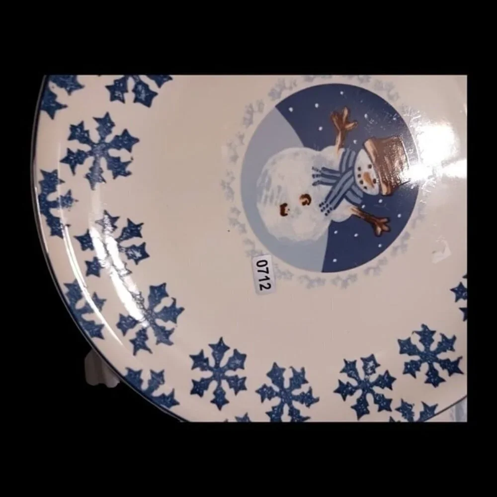 Caneo folkcraft stoneware snowman pattern 2 dinner  plates